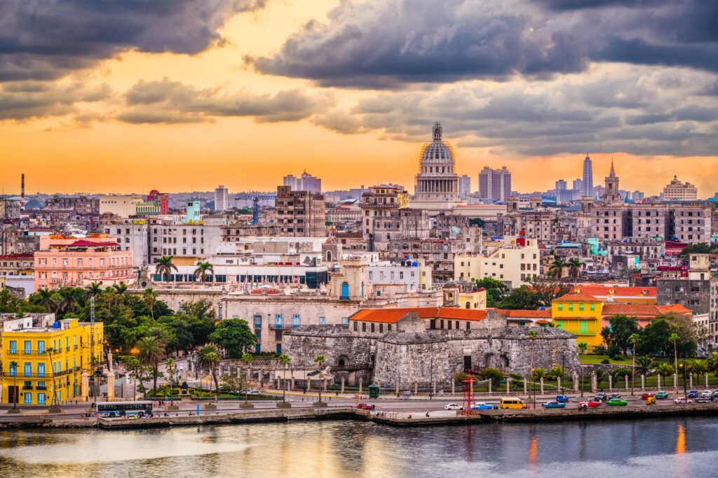 sunset over havana skyline and el-capitolio cuba